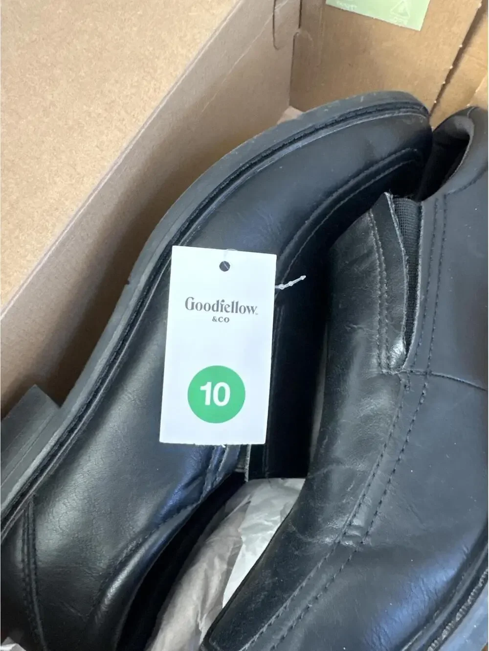 Mens Size 10 Goodfellow & Co Black Leather Slip-On Dress Shoes